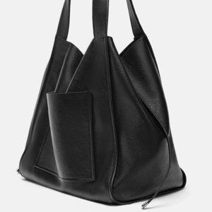 Zara Leather Tote, Black